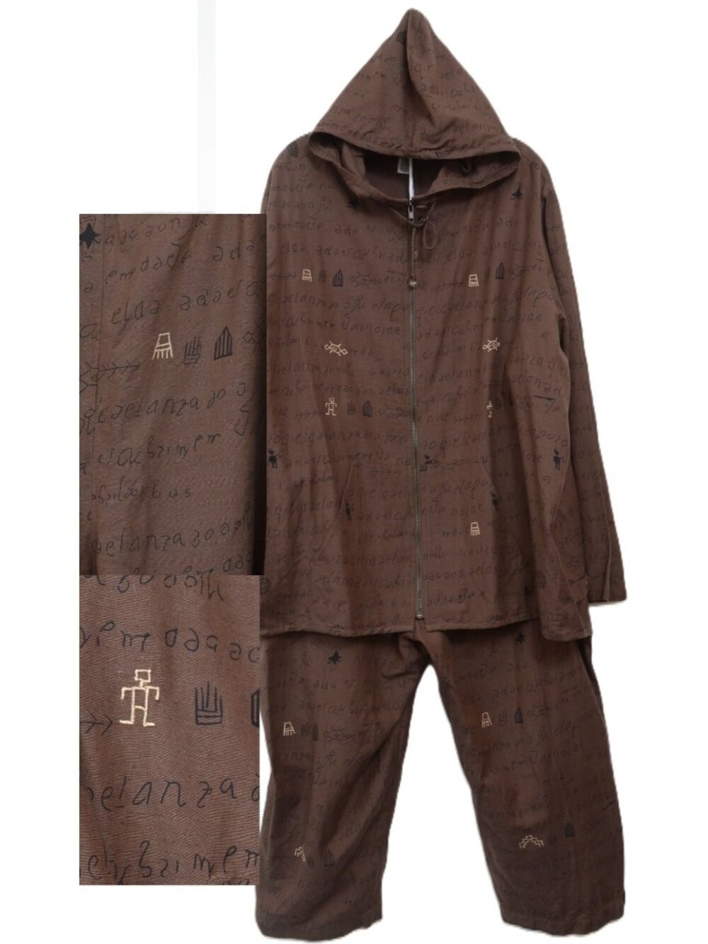 NEW Cynthia Bradley PLUS 2X Linen Blend Brown Jacket Pant Set Hoodie Pockets